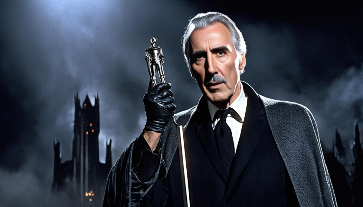 Christopher Lee in a movie scene